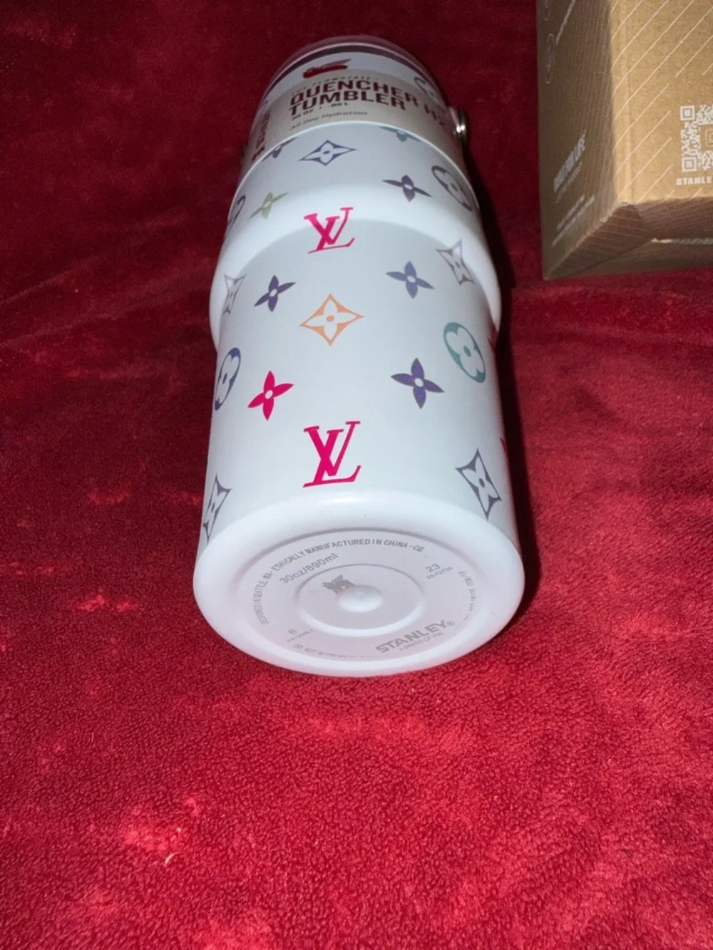 Stanley Quencher H2.0 30oz White Tumbler Multicolor Monogram Design- Peach NIB - Picture 3 of 4